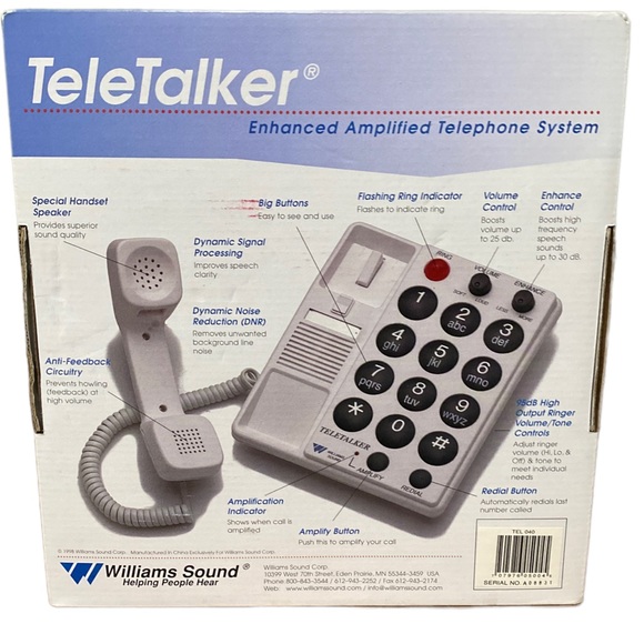 Williams Sound TEL040 - TeleTalker 55dB Amplified Telephone - Picture 5 of 12
